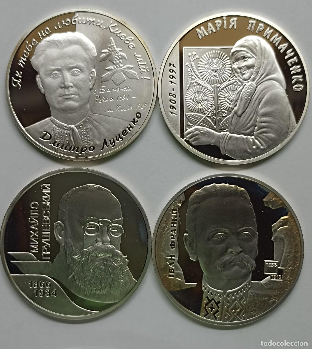 Monedas antiguas de Europa: UCRANIA (UKRAINE). 4 MONEDAS DE 5 HRYVEN (UAH). PLATA. MUY RARAS