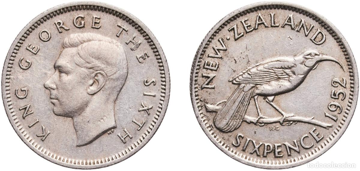 Monedas antiguas de Europa: New Zealand State 1952 6 Pence - George VI (3rd type) Copper-nickel Royal Mint (Tower Hill) (320000