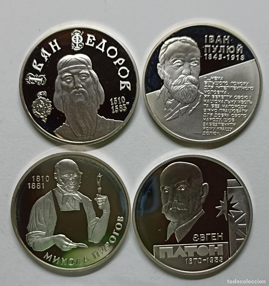 Monedas antiguas de Europa: UCRANIA (UKRAINE). 4 MONEDAS DE 5 HRYVEN (UAH). PLATA. MUY RARAS. PERSONALIDADES (4)