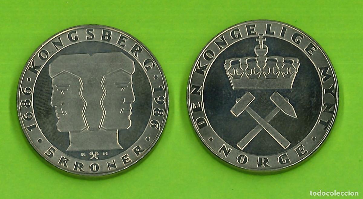 Monedas antiguas de Europa: 5 Kroner de Noruega de 1986