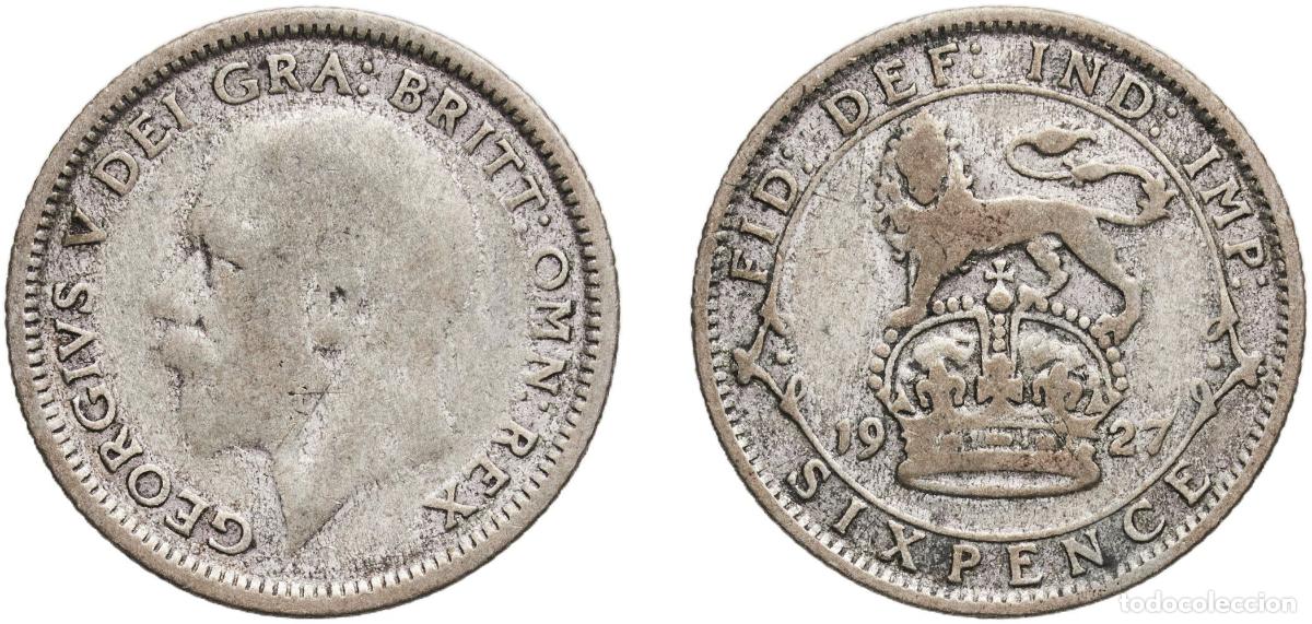 Monedas antiguas de Europa: Great Britain United Kingdom United Kingdom 1927 6 Pence - George V (3rd coinage; Modified Effigy)
