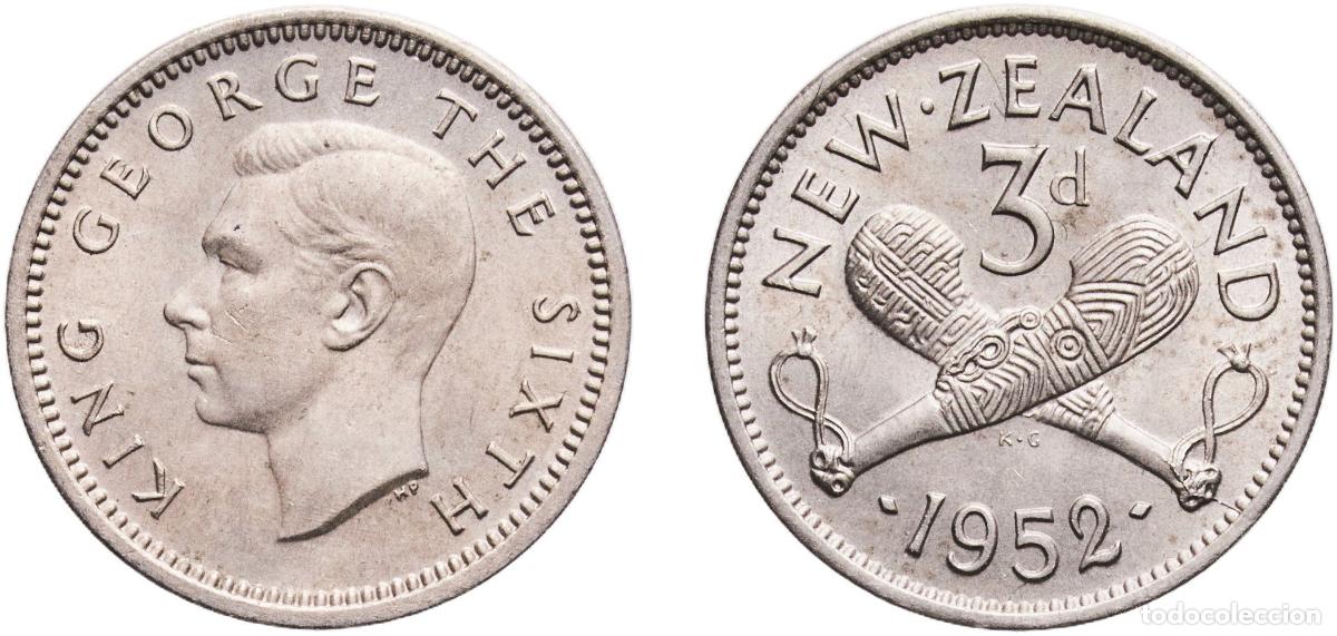 Monedas antiguas de Europa: New Zealand State 1952 3 Pence - George VI (3rd type) Copper-nickel Royal Mint (Tower Hill) (800000