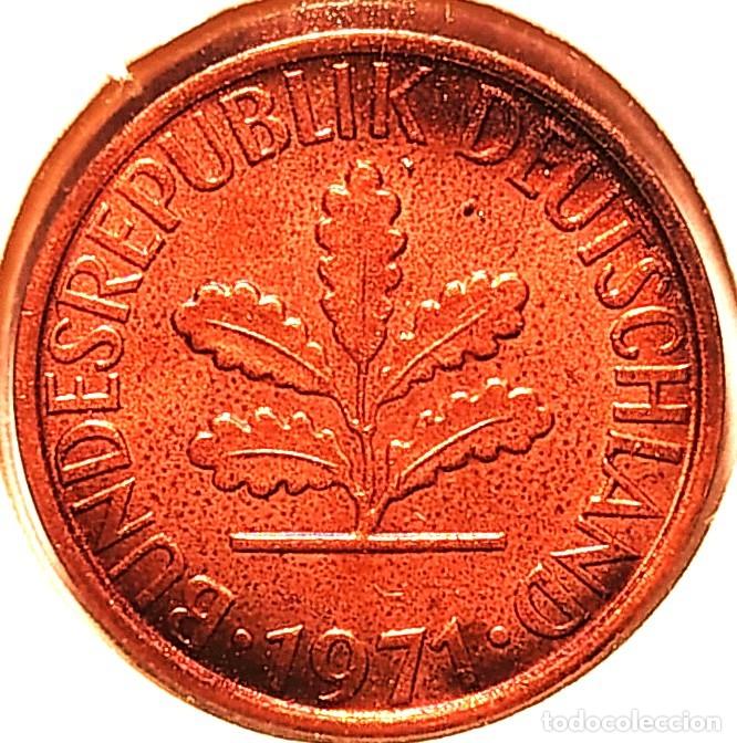 Monedas antiguas de Europa: ALEMANIA (1948-1989) - 1 PFENNIG 1971 G - A - 2 GR. ACERO COBREADO - DIAMETRO 16,50 mm - KM#105 - MB