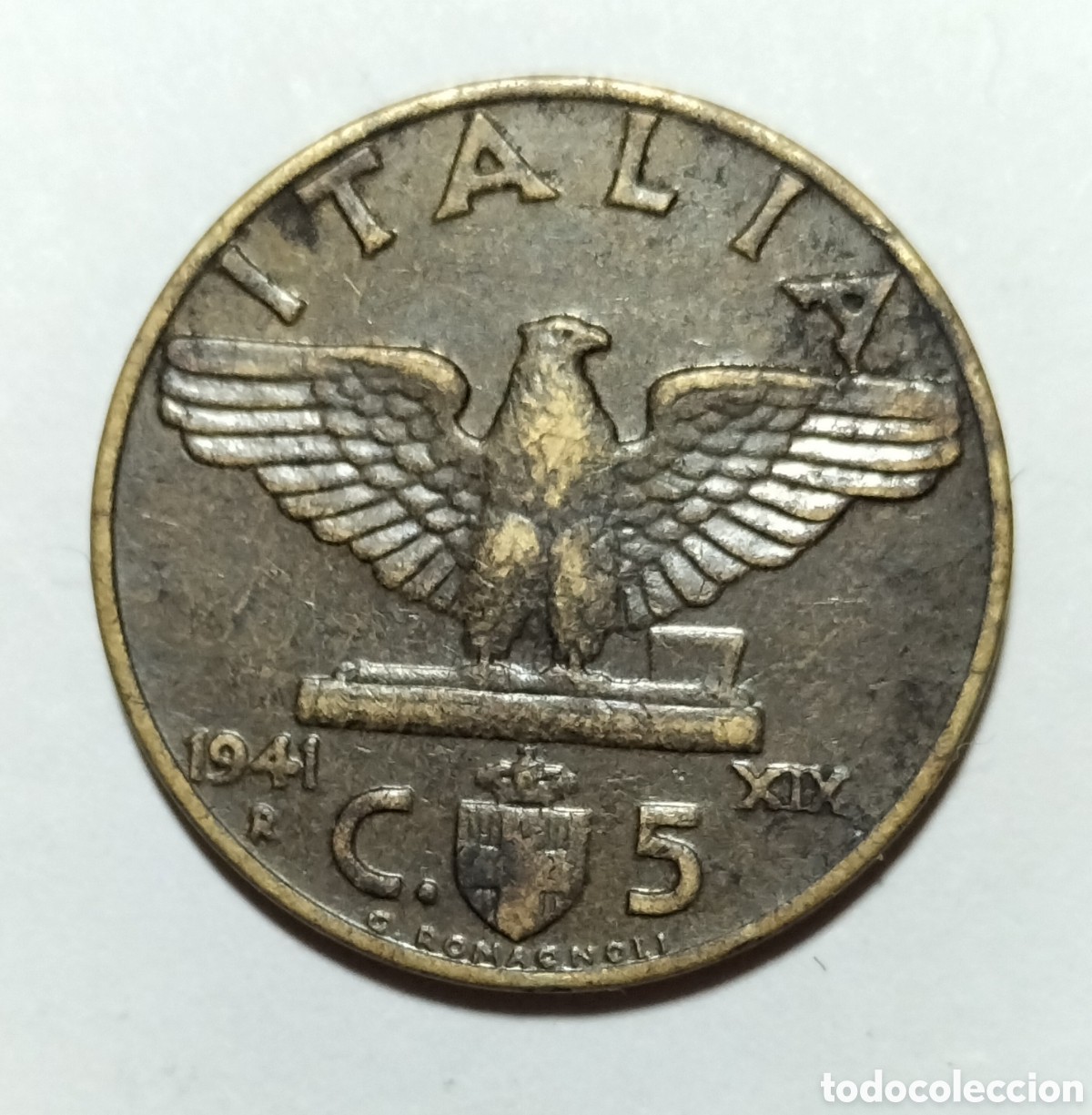 Monedas antiguas de Europa: Moneda 5 C&eacute;ntesimos 1941 Italia.