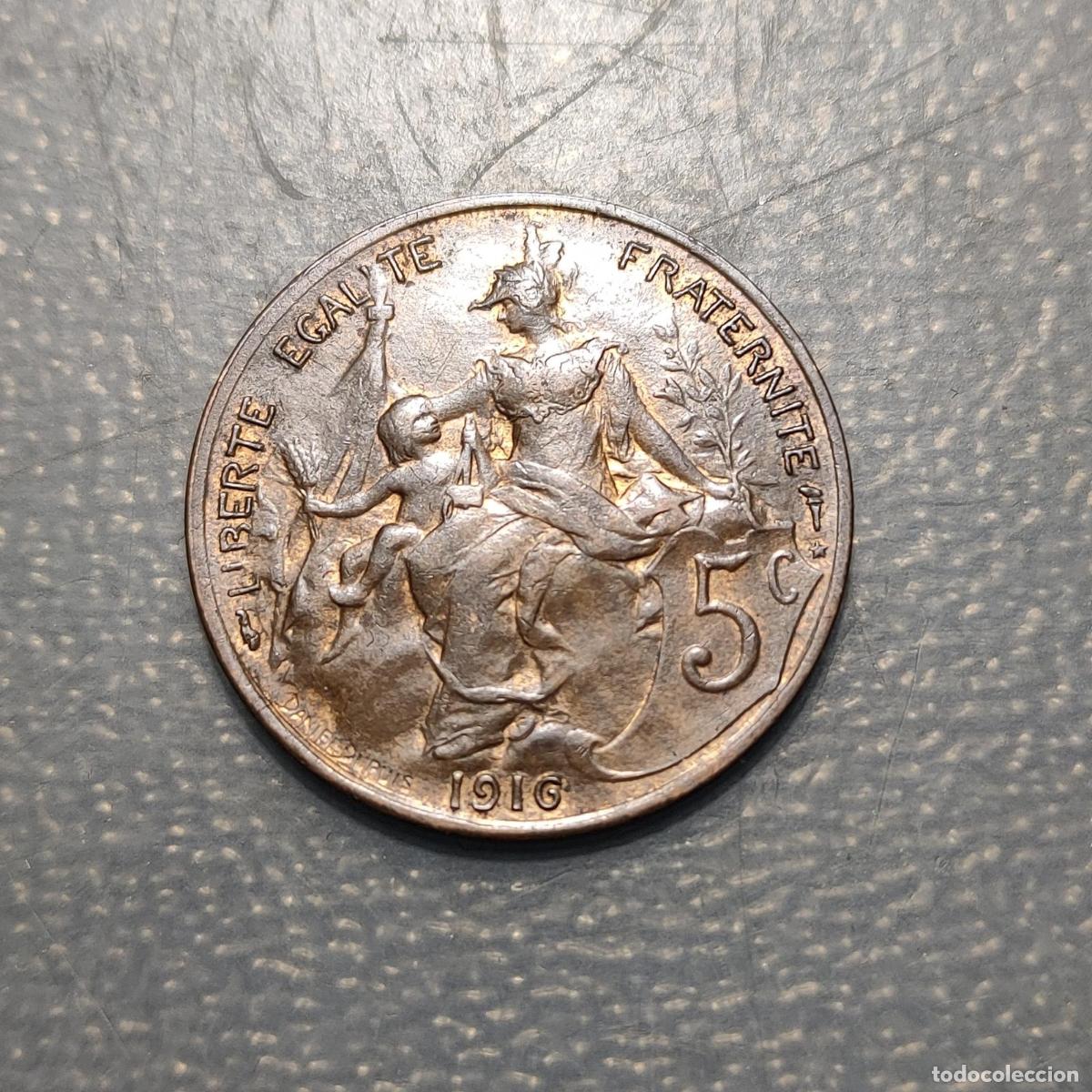 Monedas antiguas de Europa: FRANCIA FRANCE 5 CENTIMES 1916 EBC/EBC+ BRILLO ORIGINAL