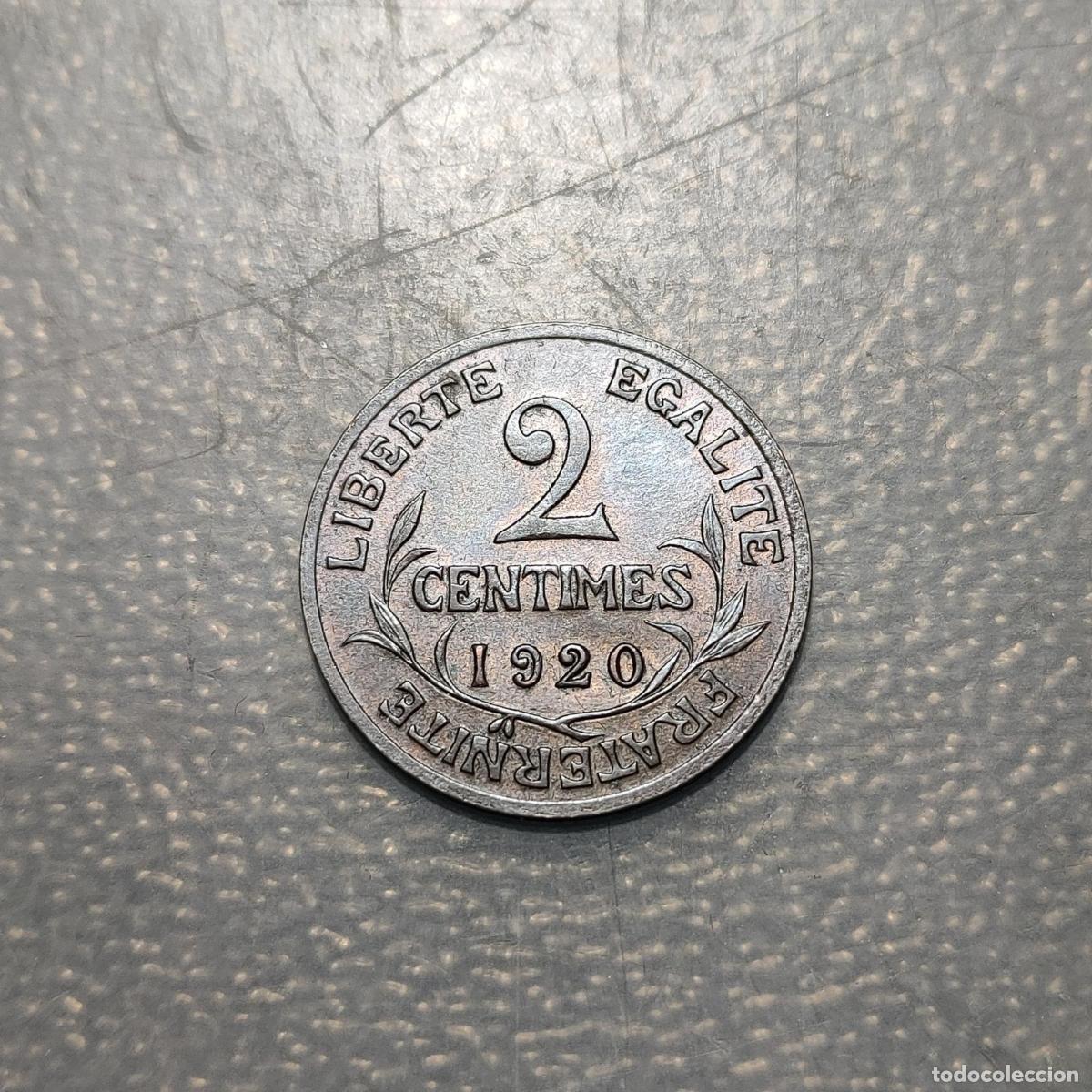 Monedas antiguas de Europa: FRANCIA FRANCE 2 CENTIMES 1920 SC-/SC PARTE DE BRILLO ORIGINAL