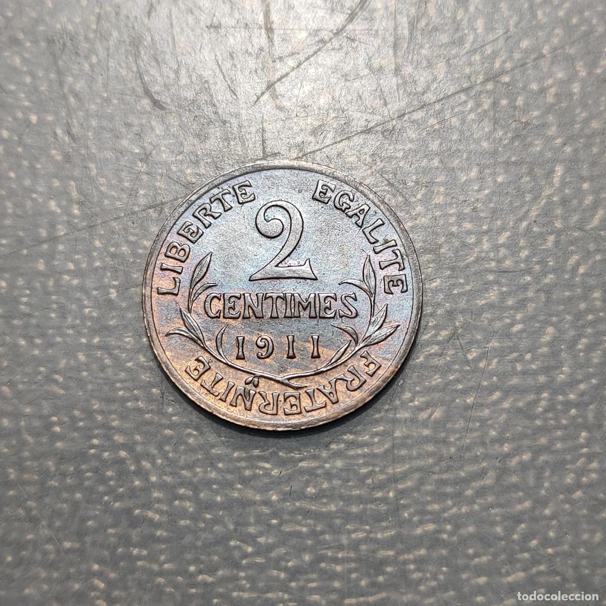 Monedas antiguas de Europa: FRANCIA FRANCE 2 CENTIMES 1911 SC- PARTE DE BRILLO ORIGINAL