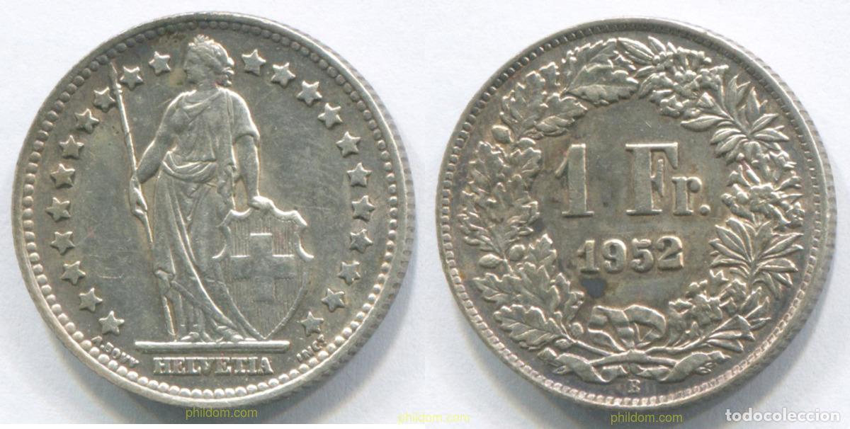Monedas antiguas de Europa: 3112 SUIZA 1952 SUISSE 1 FRANCS 1952