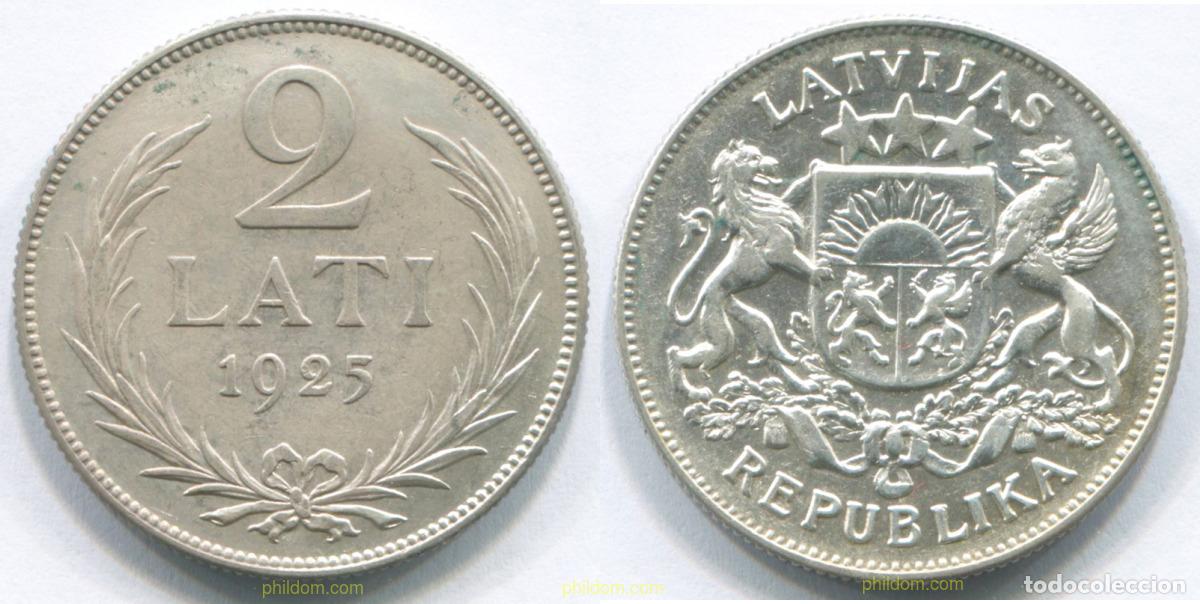 Monedas antiguas de Europa: 3106 LETONIA 1925 LATVIJA 2 LATI 1925