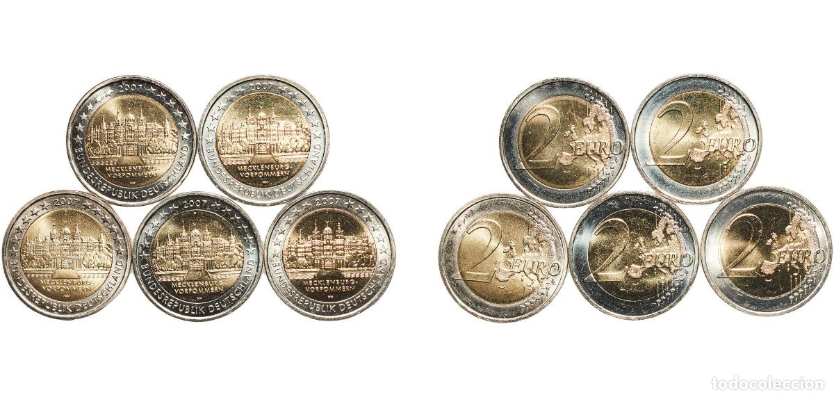 Monedas antiguas de Europa: Germany Federal Republic 2007 2 Euros set complete (Bundesl&auml;nder - &rdquo;Mecklenburg-Vorpommern&rdquo;.A,D,F,