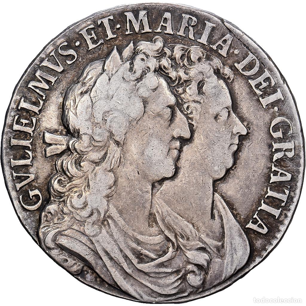Monedas antiguas de Europa: [#139467] Kingdom of England, William and Mary, 1/2 Crown, 1689, London, Plata, MBC