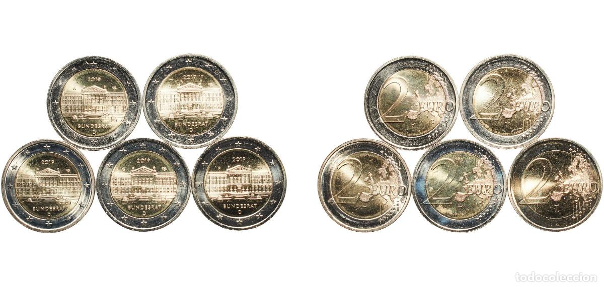 Monedas antiguas de Europa: Germany Federal Republic 2019 2 Euros set complete (Bundesrat . A,D,F,G,J) Bimetallic: nickel brass