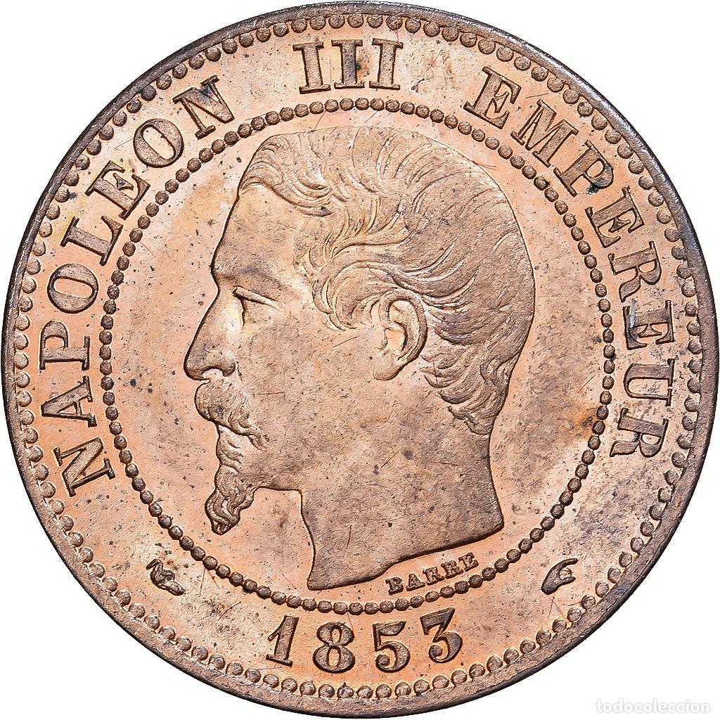 Monedas antiguas de Europa: [#981795] Francia, Napoleon III, 2 Centimes, 1853, Paris, Bronce, SC, Gadoury:103