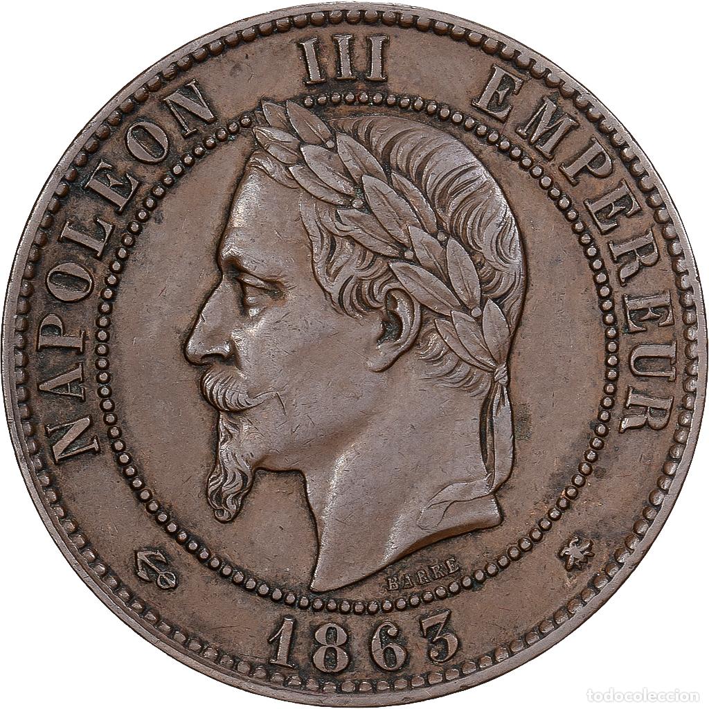 Monedas antiguas de Europa: [#981803] Francia, Napoleon III, 10 Centimes, 1863, Paris, Bronce, EBC, Gadoury:253