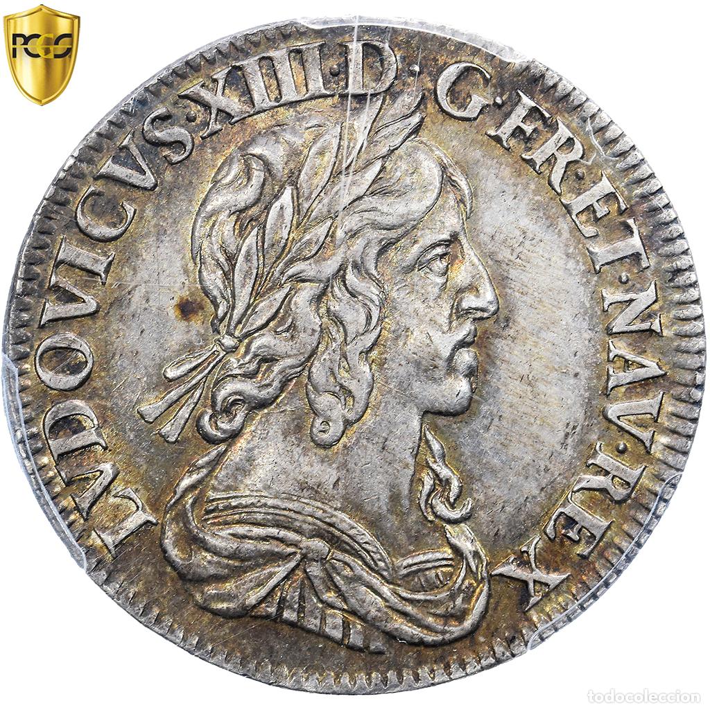 Monedas antiguas de Europa: [#981756] Francia, Louis XIII, 1/4 &eacute;cu, 2e poin&ccedil;on de Warin, 1643, Paris, Plata, PCGS