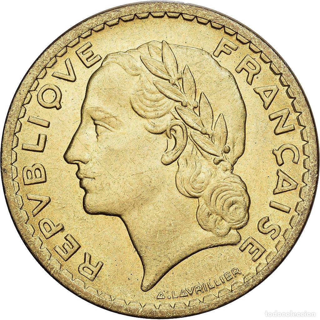 Old Coins of Europe: [#981816] Francia, 5 Francs, Lavrillier, 1946, Castelsarrasin, Cuproaluminio, SC