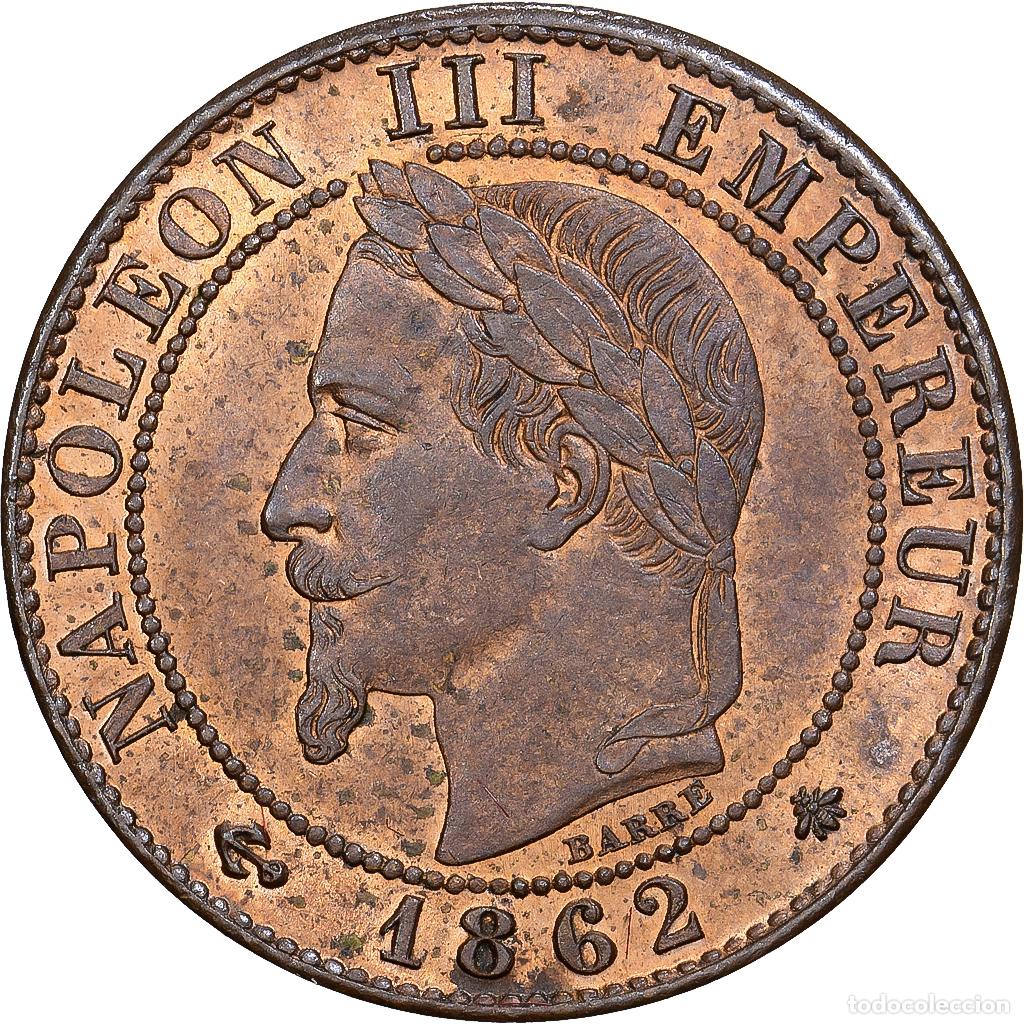 Monedas antiguas de Europa: [#981793] Francia, Napoleon III, 1 Centime, 1862, Paris, Bronce, SC, Gadoury:87