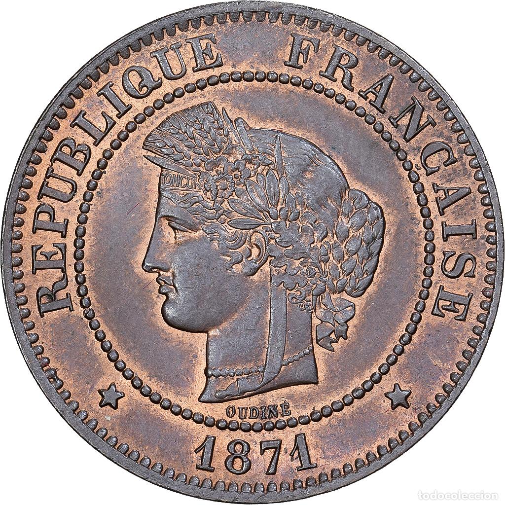 Monedas antiguas de Europa: [#981799] Francia, 5 Centimes, C&eacute;r&egrave;s, 1871, Paris, Bronce, EBC, Gadoury:157