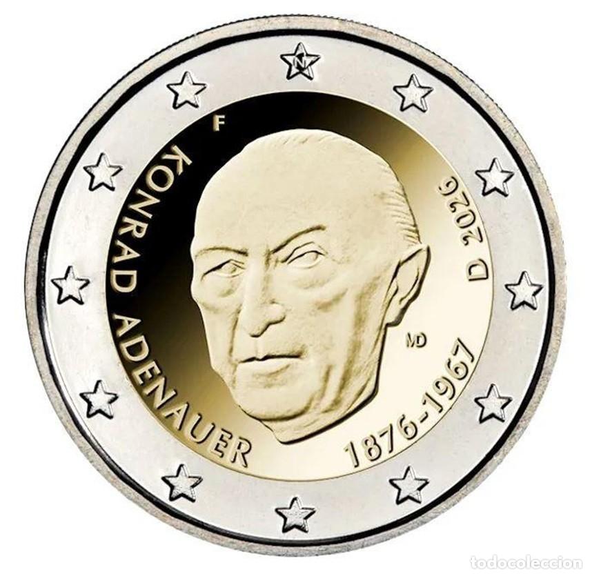 Monedas antiguas de Europa: Alemania 2 Euros 2026 Conmemorativa Konrad Adenauer Km 464 Sc Unc