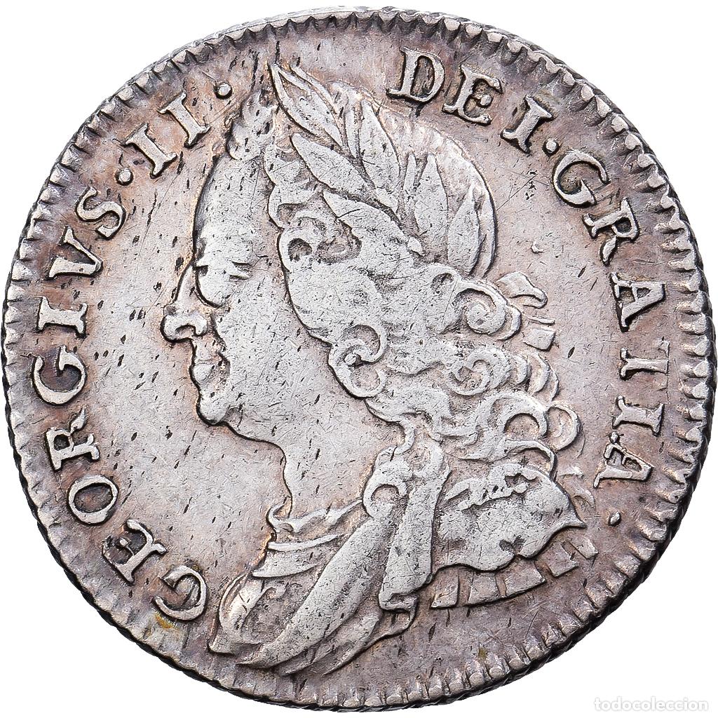 Monedas antiguas de Europa: [#139460] Reino Unido, George II, 6 Pence, 1758/7, London, Plata, MBC, Spink:3711