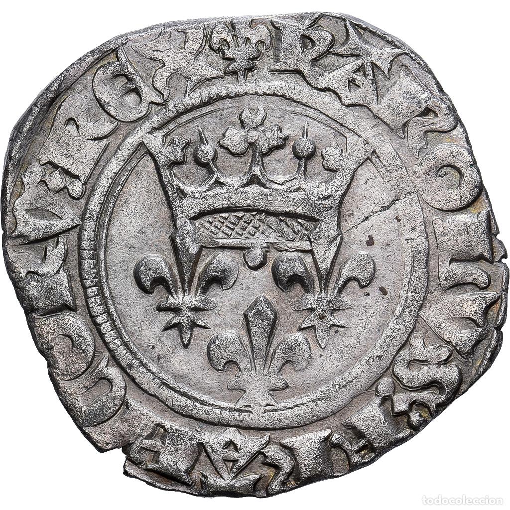 Monedas antiguas de Europa: [#139564] Francia, Charles VI, Florette, 1420-1421, Paris, Plata, MBC+, Duplessy:387