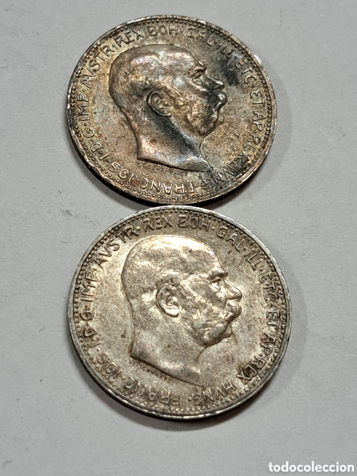 Monedas antiguas de Europa: 2 monedas de plata de 1 corona a&ntilde;o 1915 y 1916
