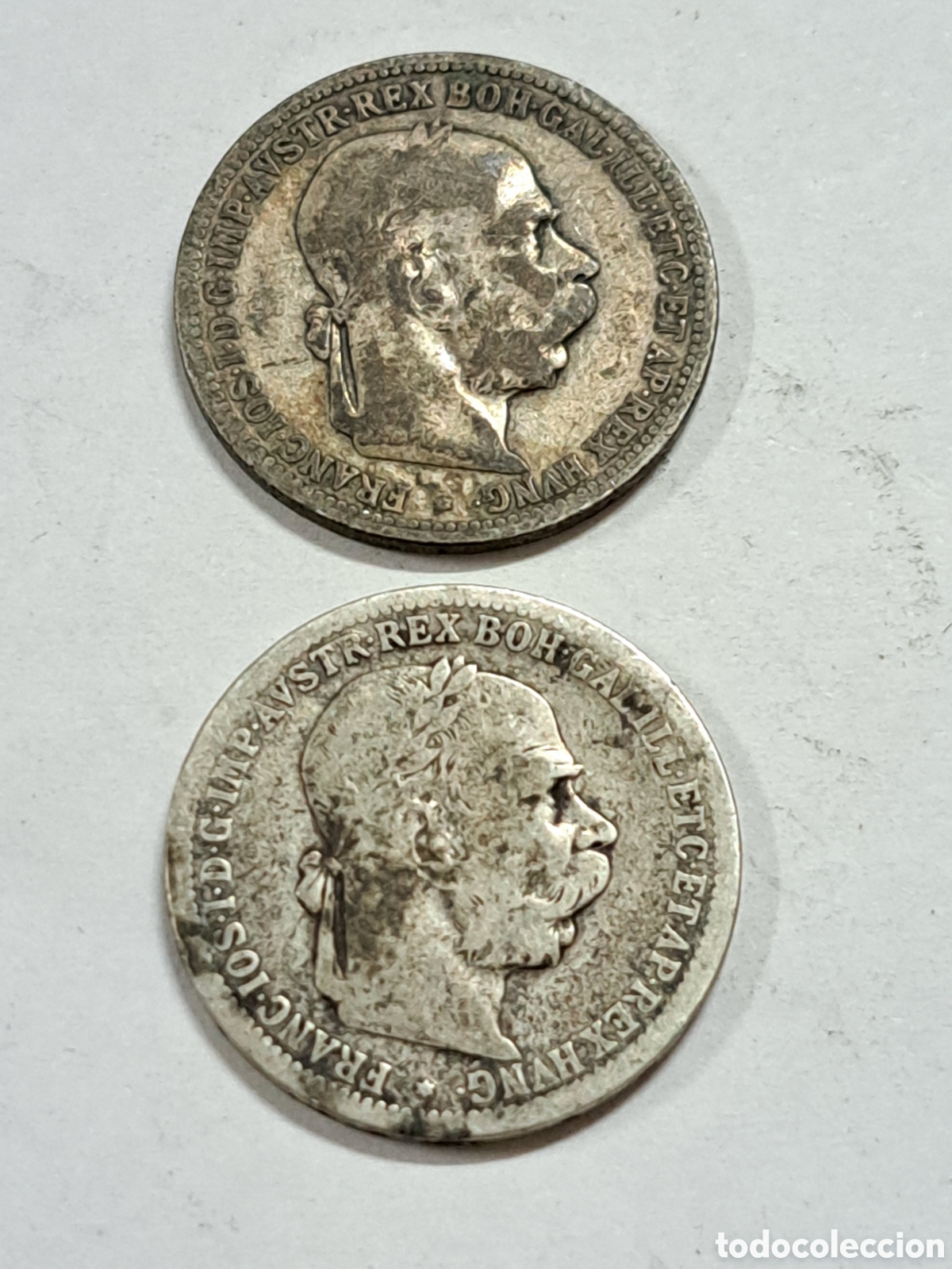 Monedas antiguas de Europa: 2 monedas de plata de 1 corona imperio austro-hungaro a&ntilde;o 1893 y 1899