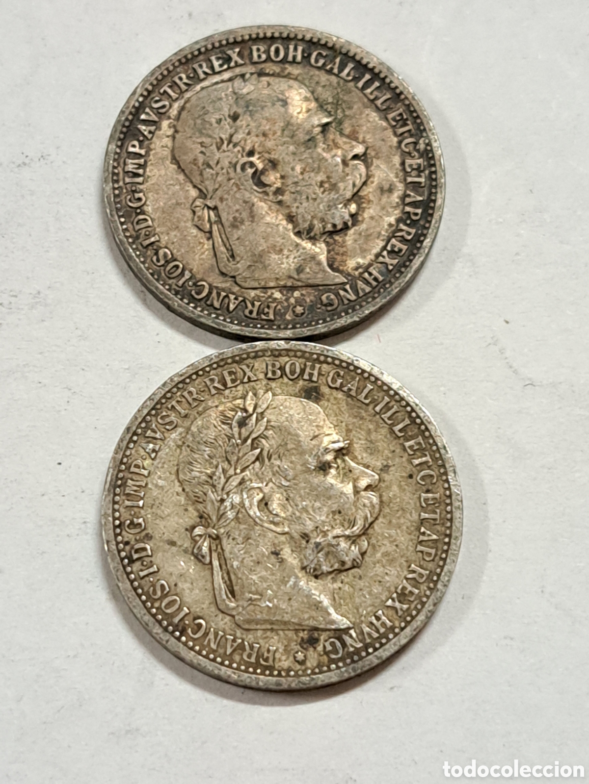 Monedas antiguas de Europa: 2 monedas de plata de 1 corona imperio austro-hungaro a&ntilde;o 1893 y 1894