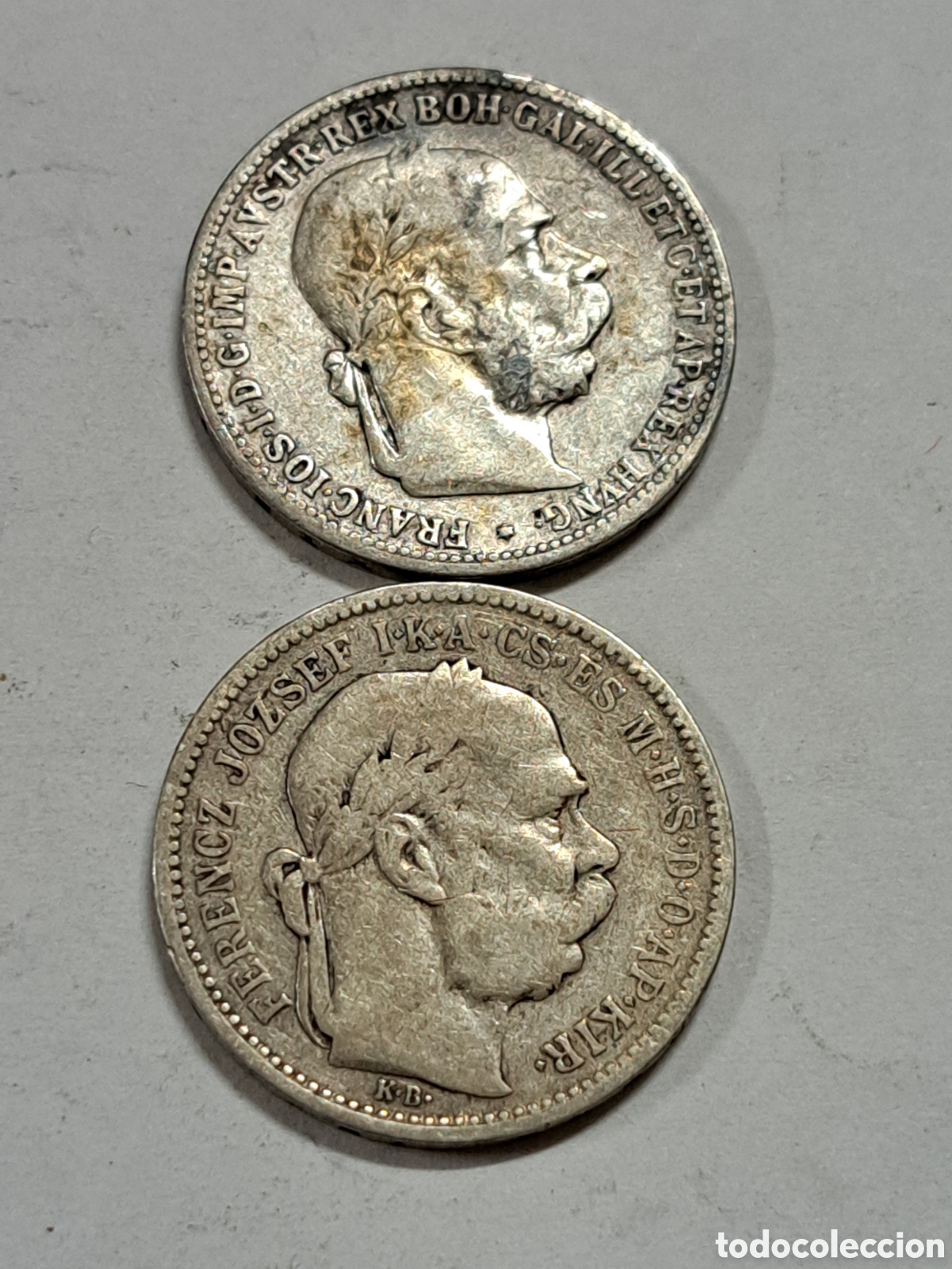 Monedas antiguas de Europa: 2 monedas de plata de 1 corona imperio austro-hungaro a&ntilde;o 1893 y 1895