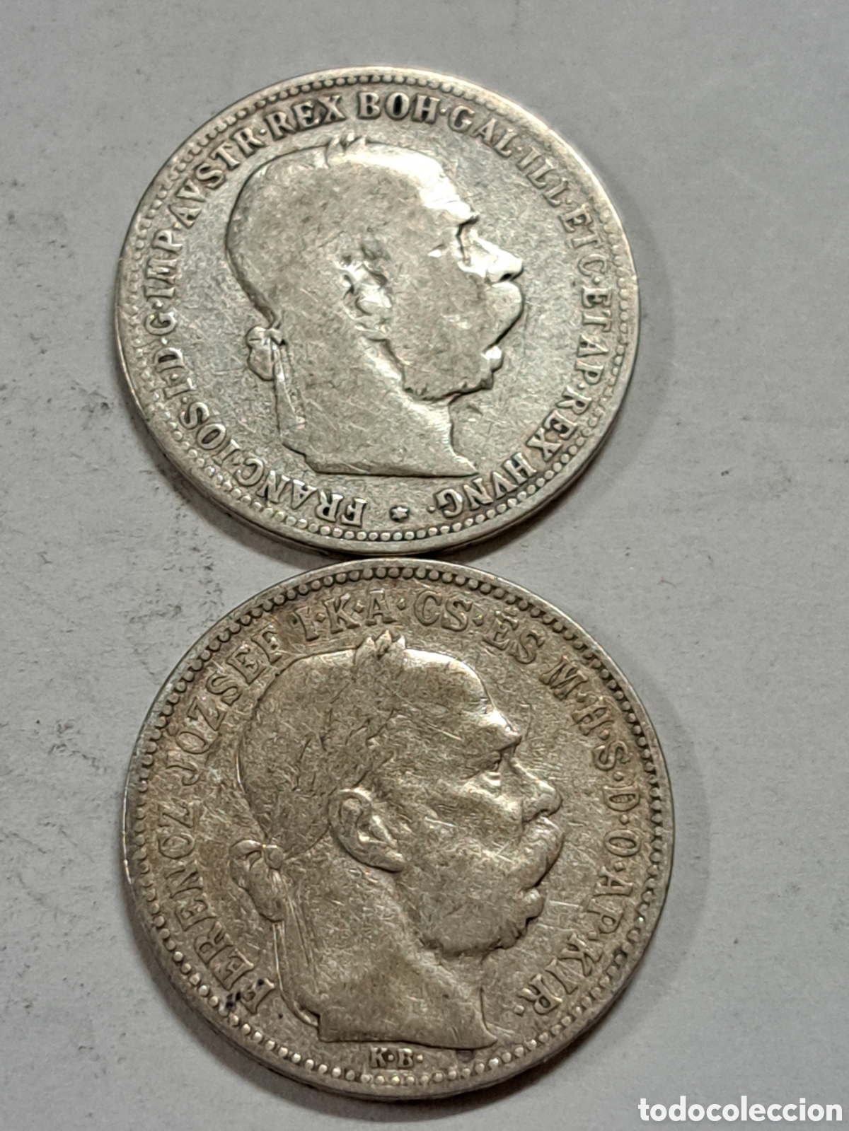 Monedas antiguas de Europa: 2 monedas de plata de 1 corona imperio austro-hungaro a&ntilde;o 1893 y 1895