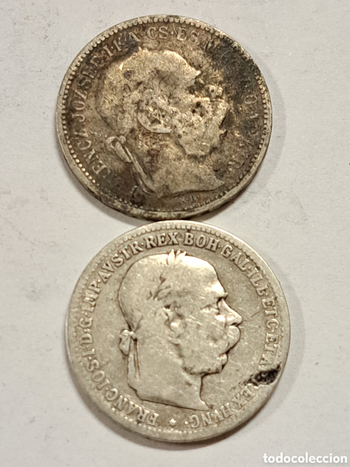Monedas antiguas de Europa: 2 monedas de plata de 1 corona imperio austro-hungaro a&ntilde;o 1893 y 1894