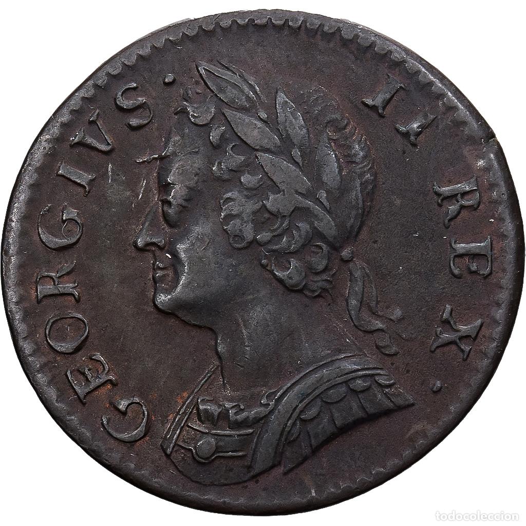 Monedas antiguas de Europa: [#139464] Reino Unido, George II, 1 Farthing, 1754, London, Cobre, MBC, Spink:3722