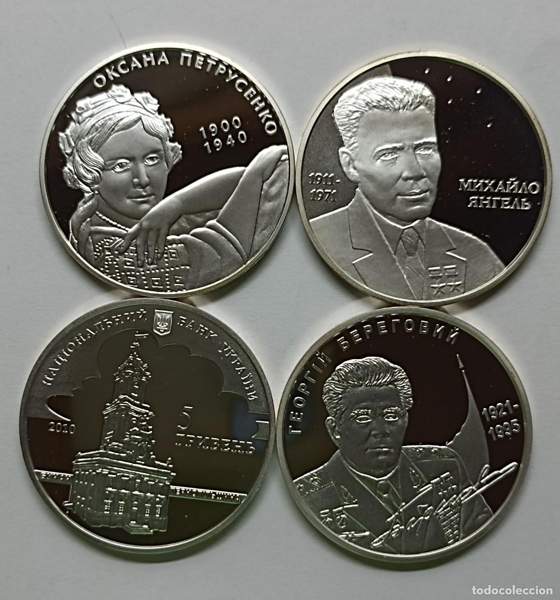 Monedas antiguas de Europa: UCRANIA (UKRAINE). 4 MONEDAS DE 5 HRYVEN (UAH). PLATA. MUY RARAS. PERSONALIDADES