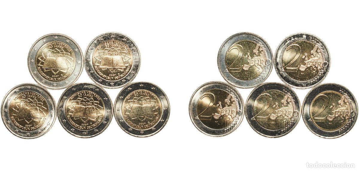 Monedas antiguas de Europa: Germany Federal Republic 2007 2 Euros set complete (Treaty of Rome. A,D,F,G,J) Bimetallic: nickel b