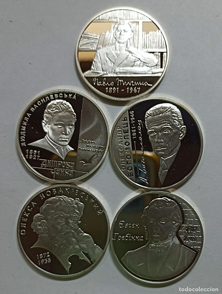 Monedas antiguas de Europa: UCRANIA (UKRAINE). 5 MONEDAS DE 5 HRYVEN (UAH). PLATA. MUY RARAS. PERSONALIDADES