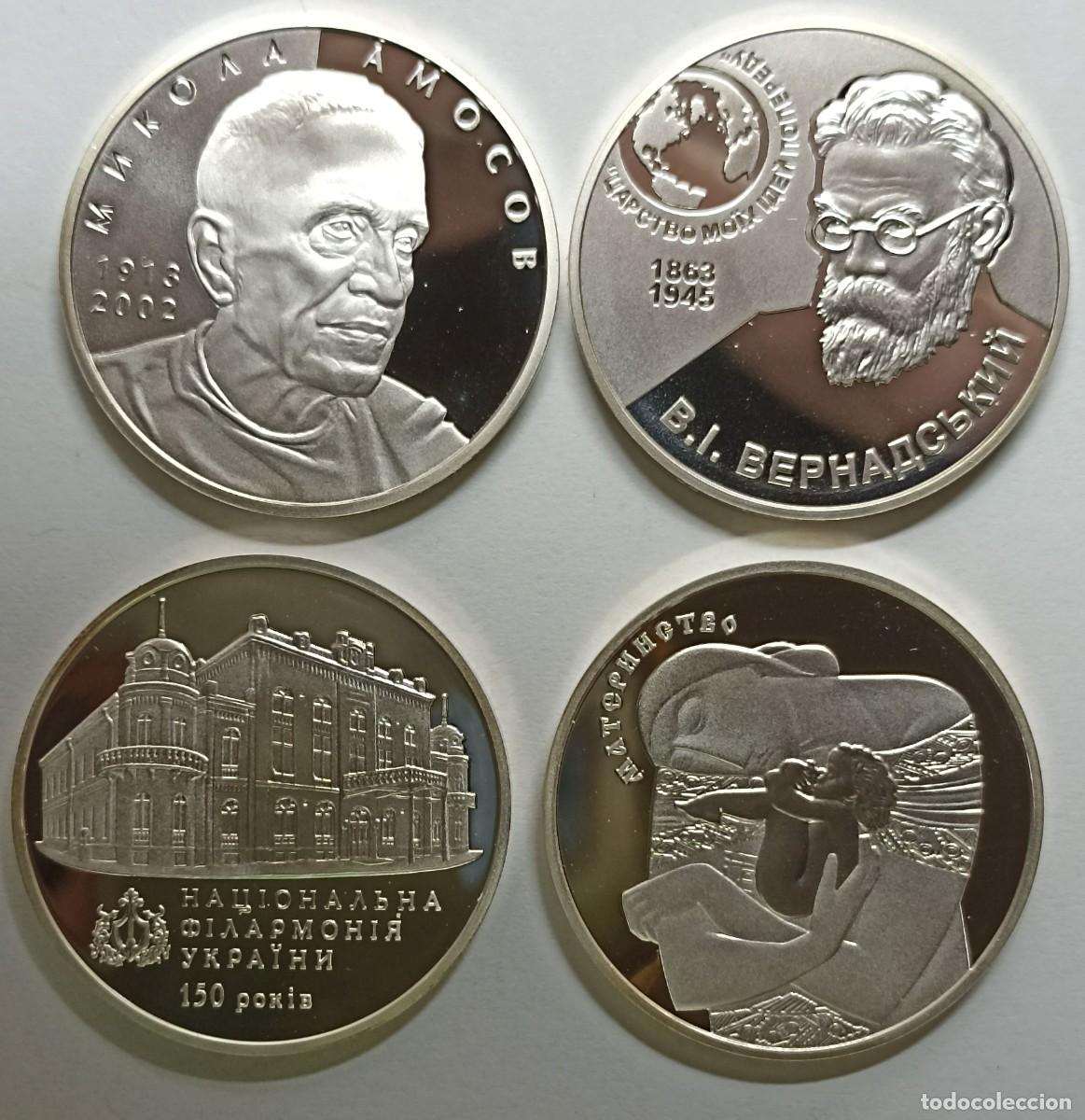 Monedas antiguas de Europa: UCRANIA (UKRAINE). 4 MONEDAS DE 5 HRYVEN (UAH). PLATA. MUY RARAS. PERSONALIDADES