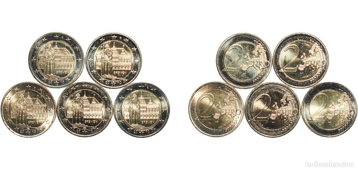 Monedas antiguas de Europa: Germany Federal Republic 2010 2 Euros set complete (Bundesl&auml;nder - &rdquo;Bremen&rdquo; . A,D,F,G,J) Bimetallic