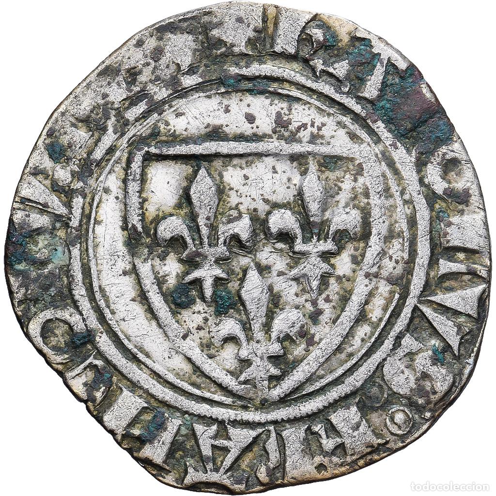 Monedas antiguas de Europa: [#139422] Francia, Charles VI, Blanc Gu&eacute;nar, 1388-1422, Plata, BC+, Duplessy:377