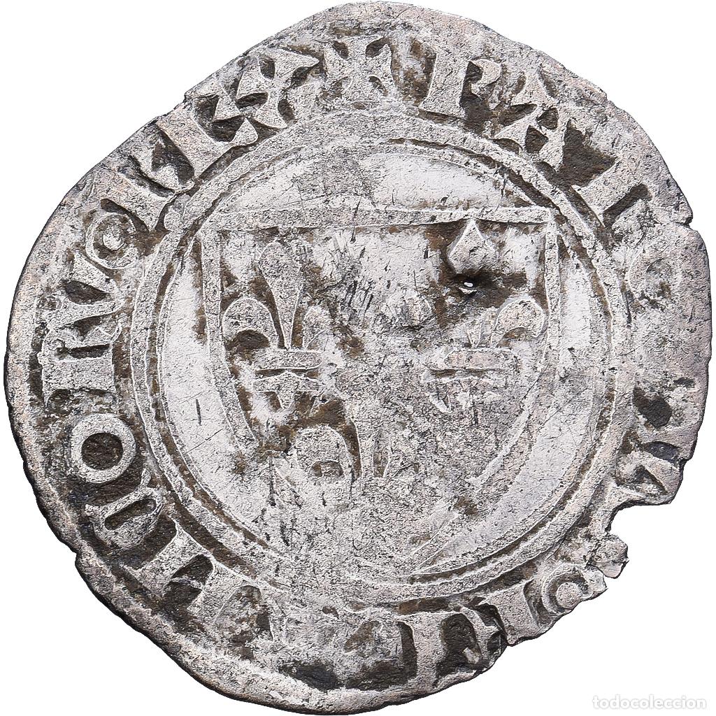 Monedas antiguas de Europa: [#139420] Francia, Charles VI, 1/2 Gu&eacute;nar, 1388-1422, Plata, BC+, Duplessy:378A