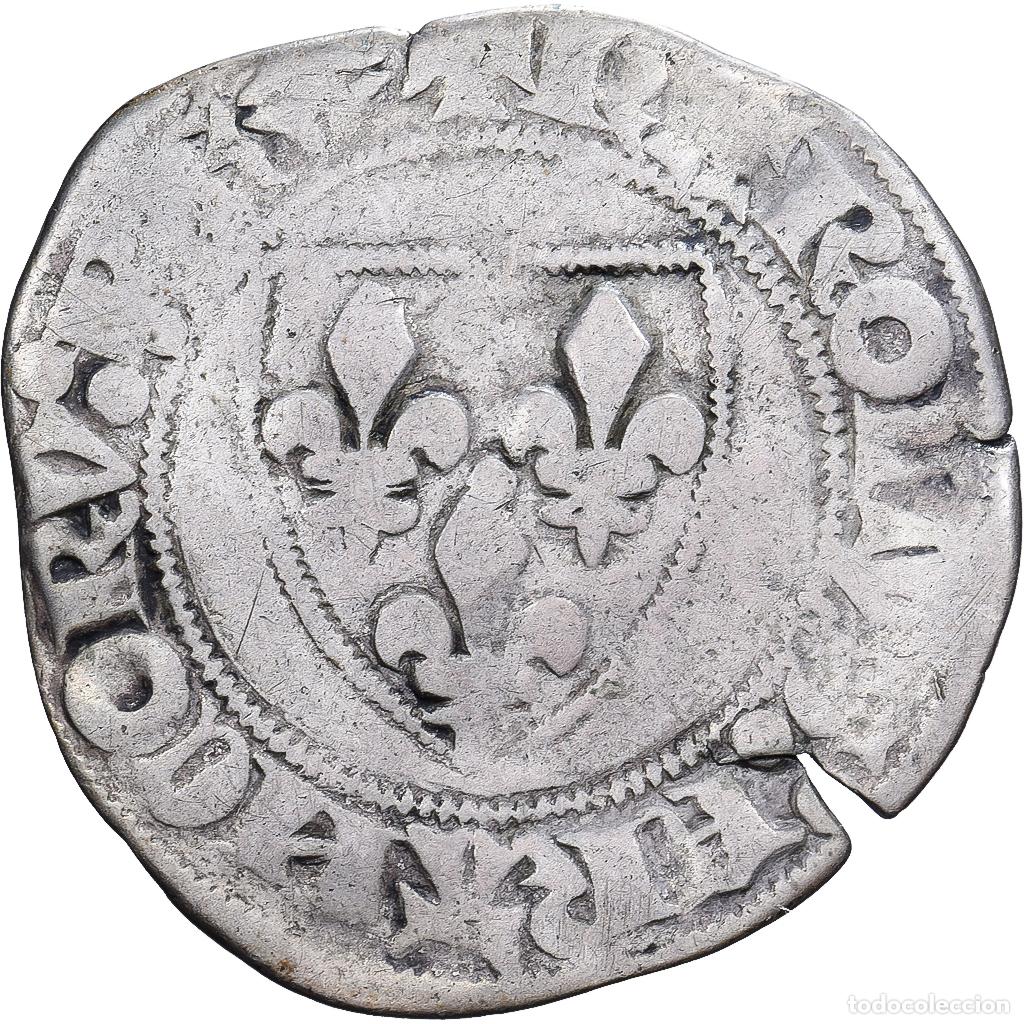 Monedas antiguas de Europa: [#139421] Francia, Charles VI, Blanc Gu&eacute;nar, 1388-1422, Plata, BC+, Duplessy:377