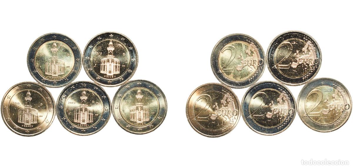 Monedas antiguas de Europa: Germany Federal Republic 2015 2 Euros set complete (Bundesl&auml;nder - &rdquo;Hessen&rdquo;. A,D,,F,G,J) Bimetallic