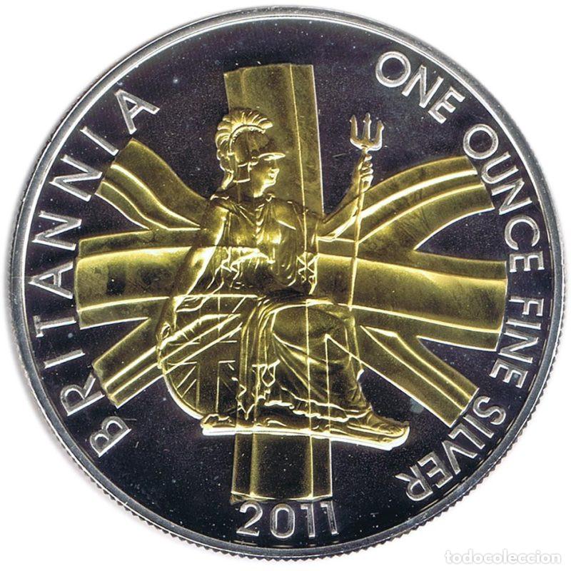 Old Coins of Europe: INGLATERRA 2 POUNS ONZA DE PLATA PURA CON ORO 2011 BRITANNIA