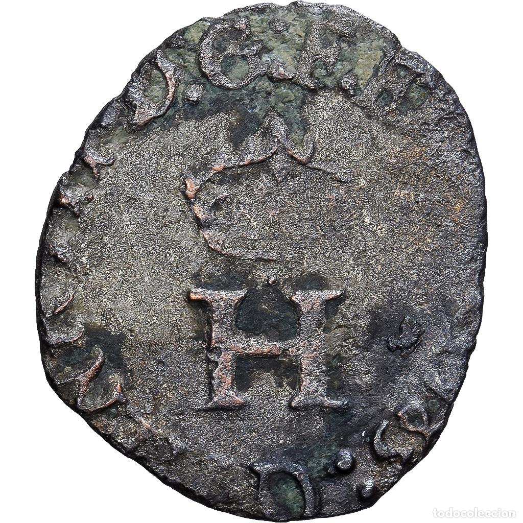 Old Coins of Europe: [#139409] Francia, Henri III, liard &agrave; la croix fleurdelis&eacute;e, 1583, Lyon, Vell&oacute;n, BC+