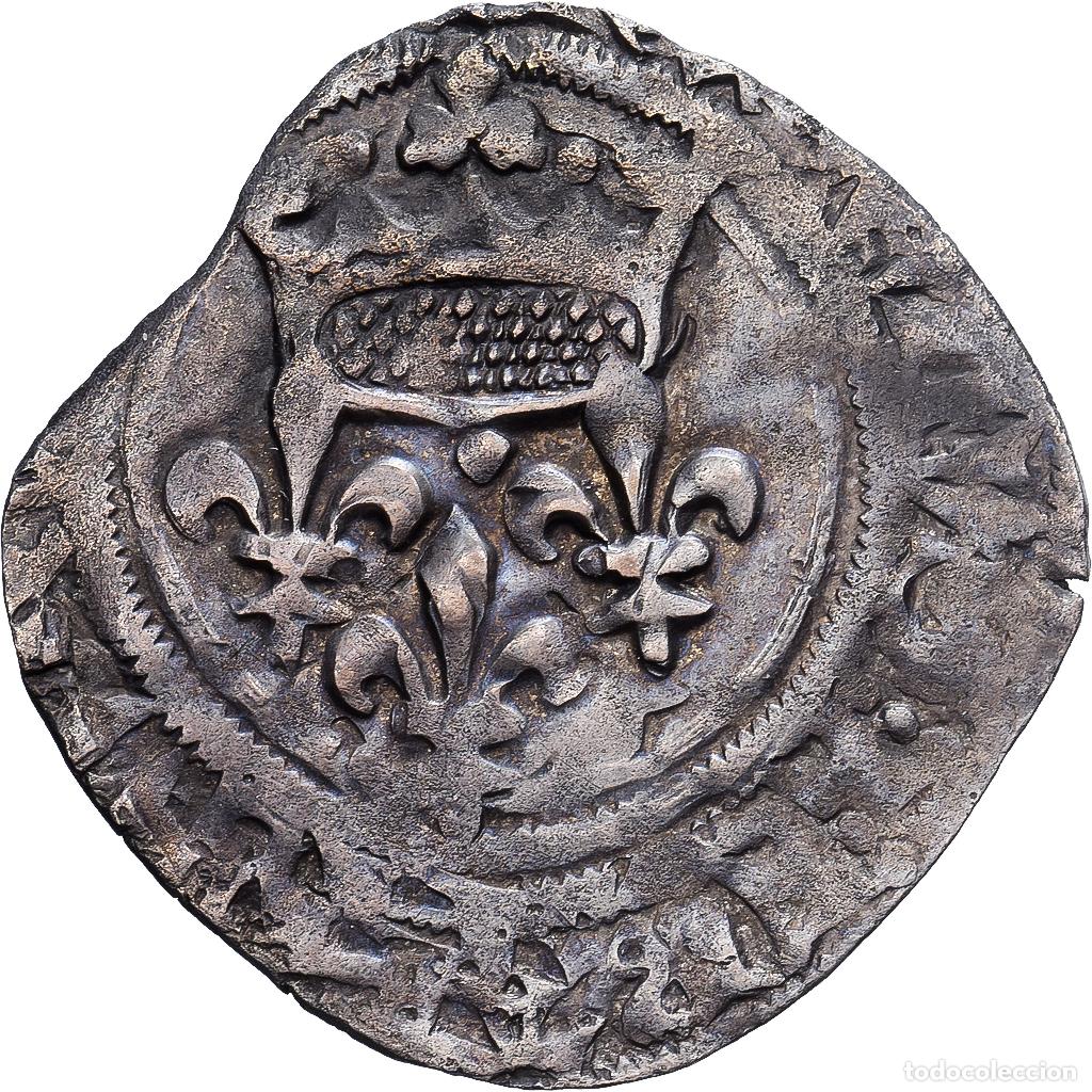Monedas antiguas de Europa: [#139419] Francia, Charles VI, Gros florette, 1420-1421, Plata, BC+, Duplessy:387