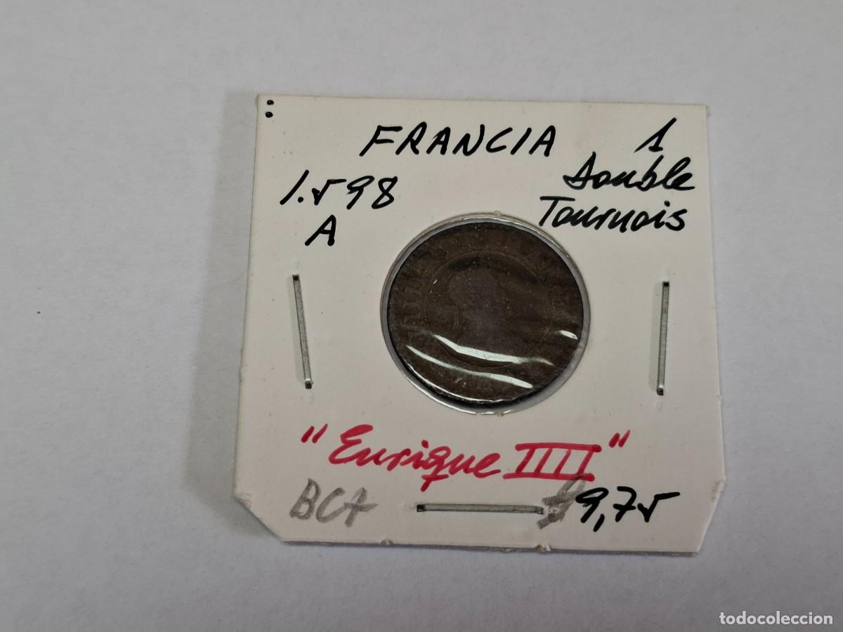 Monedas antiguas de Europa: 1 DOUBLE TOURNOIS 1598 A FRANCIA en BC+