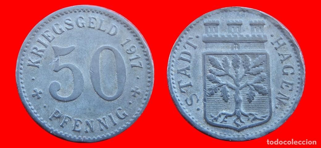 Monedas antiguas de Europa: 50 PFENNIG 1917 HAGEN DINERO NECESIDAD ALEMANIA-143590