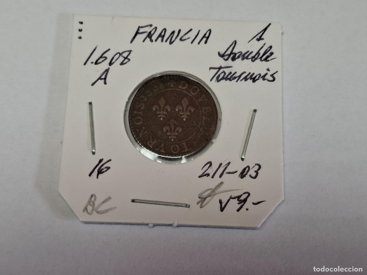 Monedas antiguas de Europa: 1 DOUBLE TOURNOIS 1608 A KM 16 FRANCIA en BC