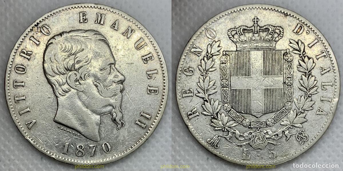Monedas antiguas de Europa: 3219 ITALIA 1870 ITALIA VITTORIO EMANUELE II 5 LIRAS 1870