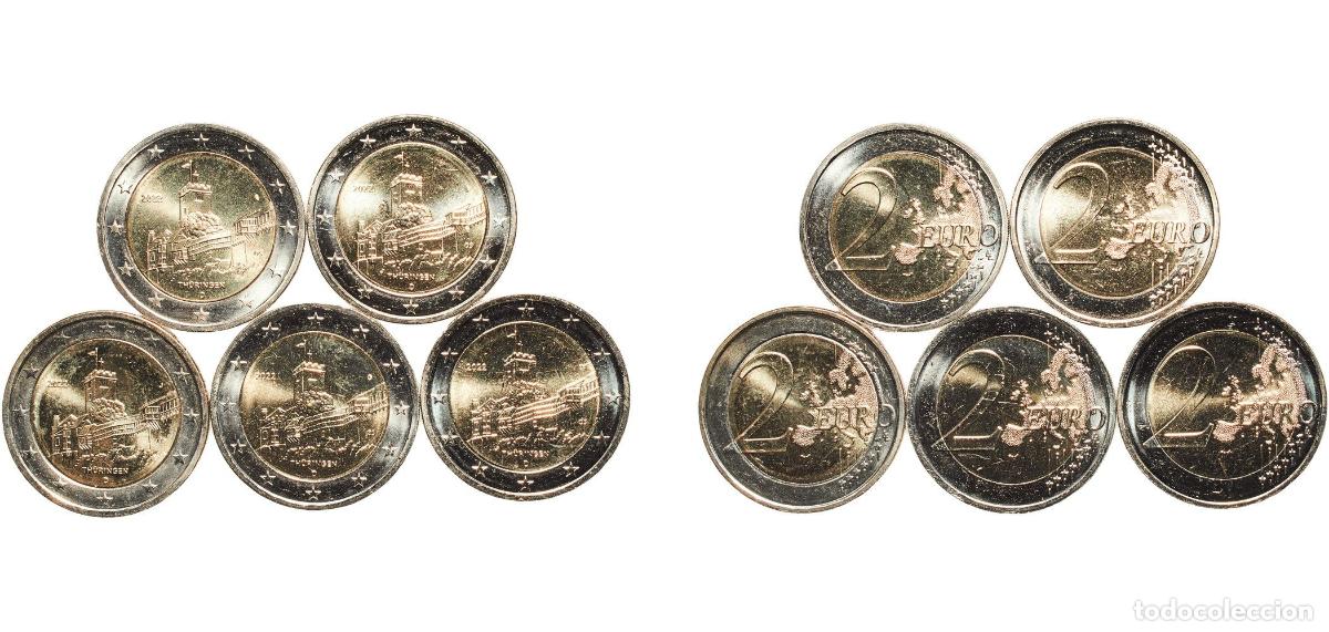 Monedas antiguas de Europa: Germany Federal Republic 2022 2 Euros set complete (Bundesl&auml;nder - &rdquo;Th&uuml;ringen&rdquo; , A,D,F,G,J) Bimetal