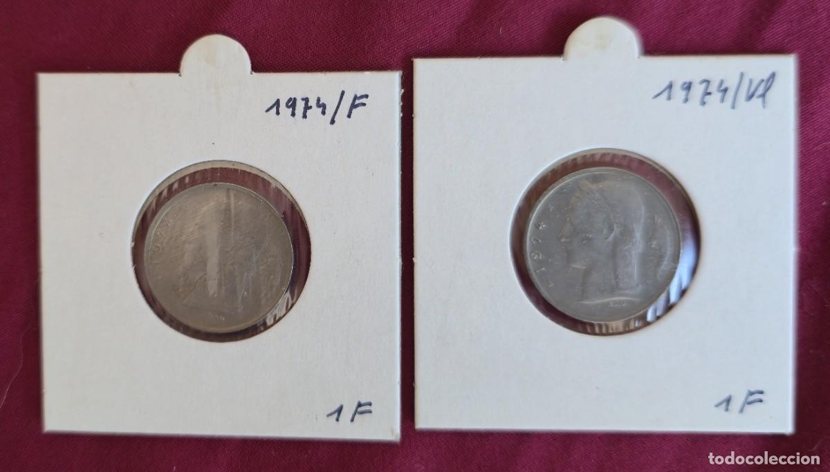 Monedas antiguas de Europa: 2 MONEDAS DE BELGICA 1974 - 1 FRANCO - BELGIQUE y BELGIE - MONEDAS ENCARTONADAS